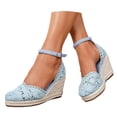 thumbnail image 3 of IWRICH Espadrilles Wedges Sandals for Women Wedge Platform Sandals Closed Toe Ankle Strap Buckle Casual Summer Wedge Heels Sky Blue 7, 3 of 9