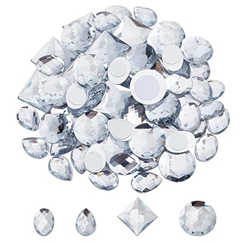 Crystal Clear Flat Back Square Acrylic Jewels Rhinestones Craft Gems  Costume Jewelry Making Embelishments 5 Sizes 