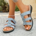 thumbnail image 2 of Wedge Slipper Sandals for Women 2025 Beach Boho Summer Flower Open Toe Dress Slides Ladies Low Heel Slip on, 2 of 8