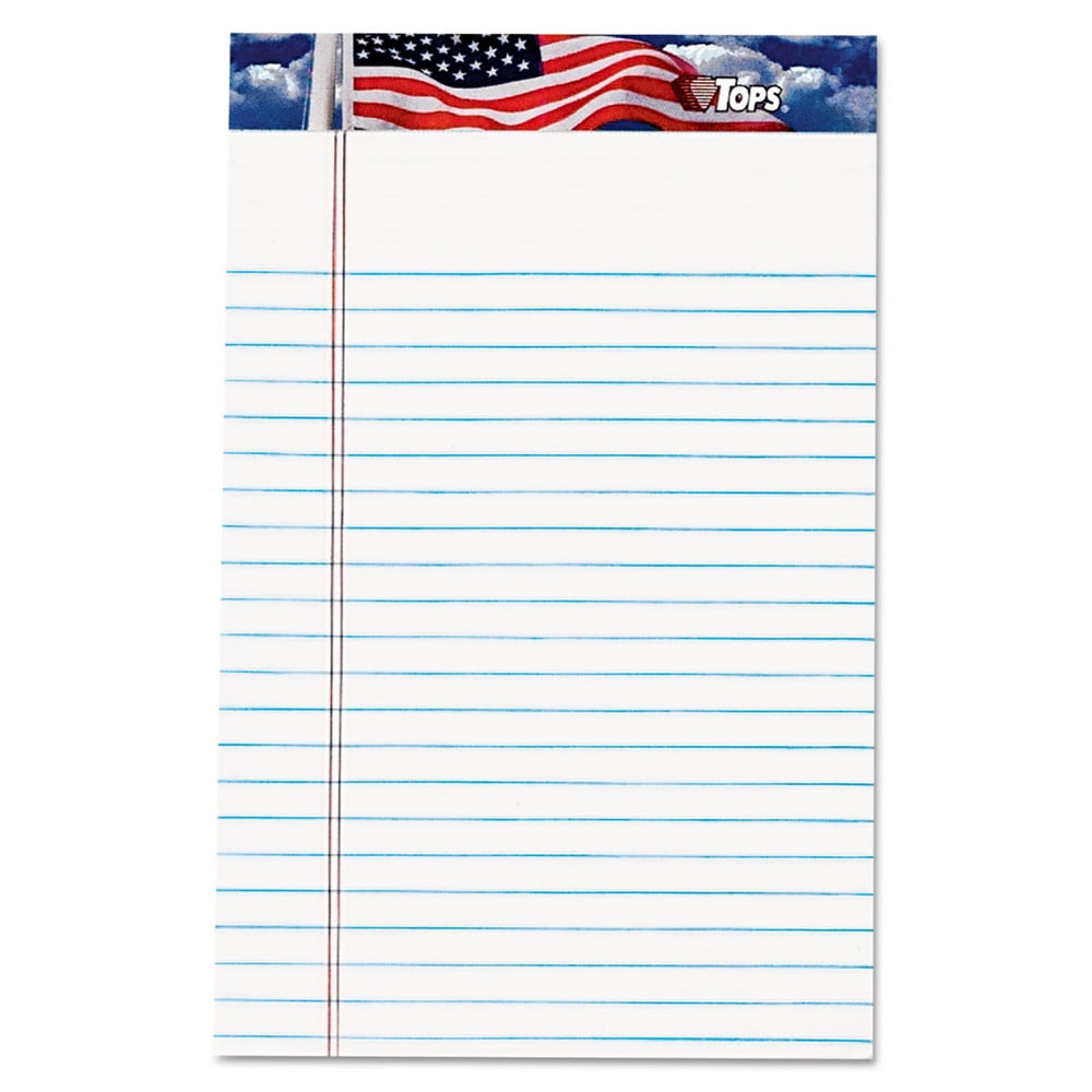TOPS 75101 50 Sheets American Pride Narrow Rule 5 in. x 8 in. Writing Pad - White (12/Pack)