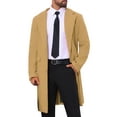 thumbnail image 4 of INSPIRE CHIC Men's Coats Single Breasted Lapel Collar Long Sleeve Back Slit Outerwear Coat XL Dark Khaki, 4 of 7