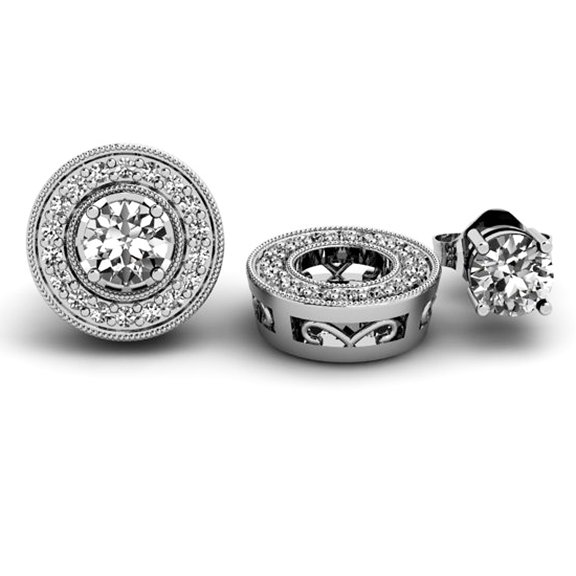 Dazzlingrock Collection 0.55 Carat (ctw) 14k Round White Diamond Removable Jackets for Stud Earrings 1/2 CT, White Gold