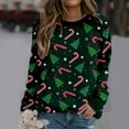 thumbnail image 2 of Moda Navidad mujer estampado manga larga cómodo transpirable cuello redondo camisa Tops Pompotops gfhjh8865, 2 of 6