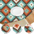thumbnail image 4 of 44in Round Tablecloth with Elastic Edge, Waterproof Fitted Table Cover for 36-44" Tables, Boho Theme Polyester Reusable Table Cloths Wipe Clean for Picnic, Dining, Outdoor Use and Party Decor, 4 of 7