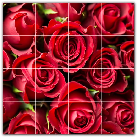 Picture-Tiles.com: Flowers Ceramic Tile Wall Mural WAL500646-44M. 24"W x 24"H using (16) 6" x 6" Ceramic Tiles-Satin Finish