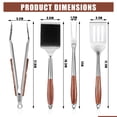 thumbnail image 3 of 4PCS BBQ Grill Tools Set Stainless Steel Heavy Duty Grilling Accessories Kit with Spatula Tongs Fork Grill Brush Wooden Handle for Outdoor Camping Backyard Barbecue Cooking, 3 of 7