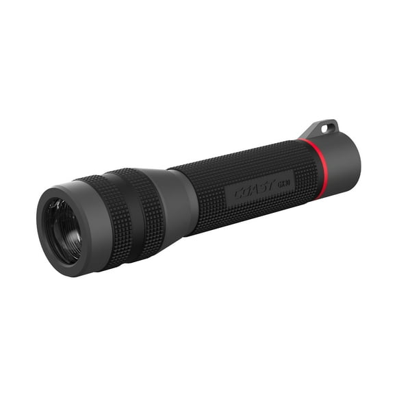 Coast GX30 2300 Lumen Waterproof Rechargeable Dual Power LED Flashlight with Twist Focus, Anti-Roll Cap and Textured Handle (length 8.5 inches)