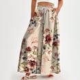 thumbnail image 2 of WTOBBY Women's Floral Print High Waist Wide Leg Palazzo Pants Casual Flowy with Pocket, Designed for Casual Outings, Weekend Getaways and Comfortable All-Day Wear,Khaki S, 2 of 5