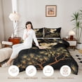 thumbnail image 3 of Homewish Red Crowned Cranes Twin Comforter Sets,Oriental Ink Painting Bedding Set,Black Gold,Black Reversible,2pcs,1 Comforter and 1 Pillowcase, 3 of 7