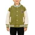 thumbnail image 3 of Boys Varsity Jacket Letter B Embroidered Baseball Collar Bomber Coat Girls Button Down Sweatshirt Drop Shoulder Outerwear, 3 of 9
