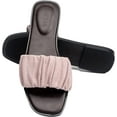 thumbnail image 6 of Womens Ruched Fabric Slide Sandals Open Toe Flat Sandals with Heel Cushion, 6 of 6