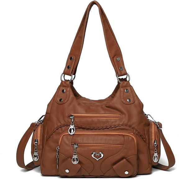Sunyuer Y2k Purse Women Large Capacity Hobo PU Leather Satchel Handbag Multi-pocket Goth Trendy Punk Clutch Tote Bag