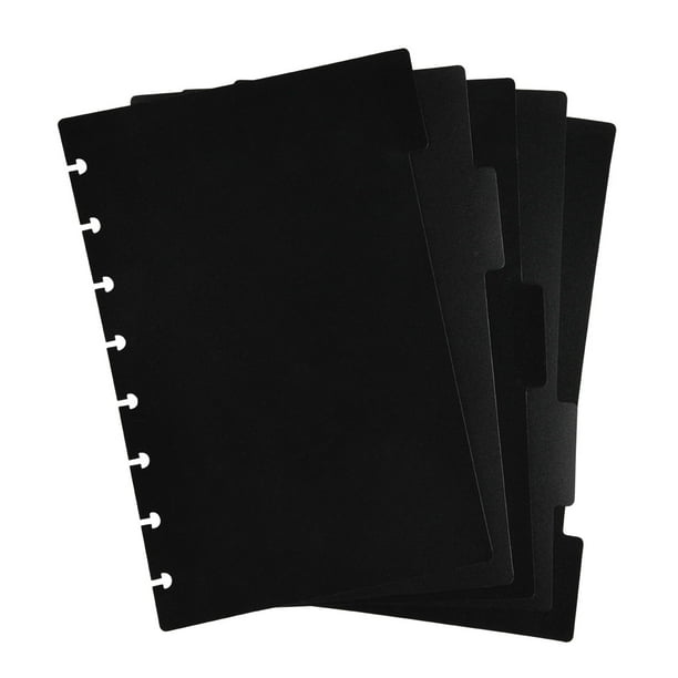 Talia Discbound Notebook Dividers (5 Tab Black, Junior Dividers