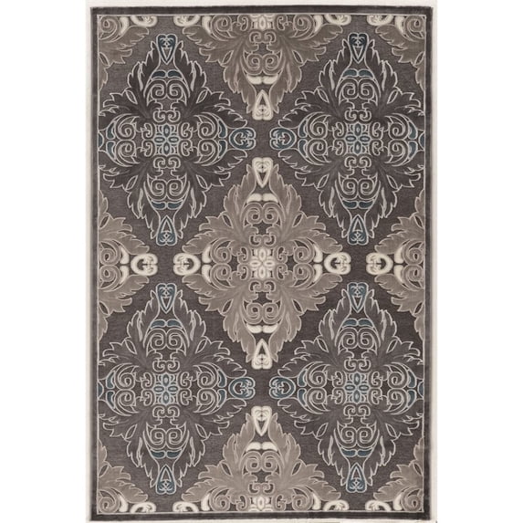 Linon Juncture Medallions Power Loomed Chenille Polyester 2'x3' Rug in Blue