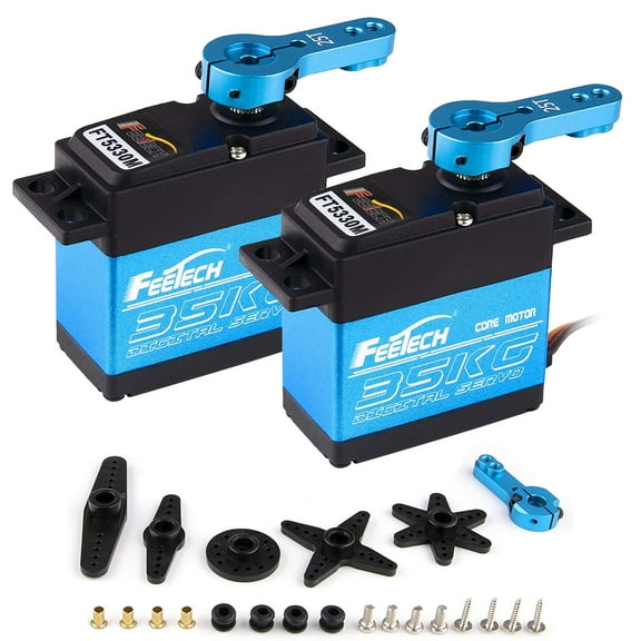 TSV 2Pcs FT5330M 35kg High Torque Coreless Motor Servo Metal Gear Digital, Stainless Steel Gear Servo for 1/6, 1/8, 1/10, 1/12 Truck, RC Car Robotic DIY, Waterproof Metal Gear Servo Control Angle 180°