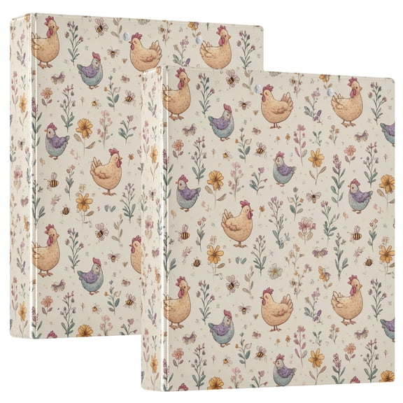 Three Ring Binder Cartoon Chicken 1.5 Inch Round Binder D-Rings for Office Supplies and More
