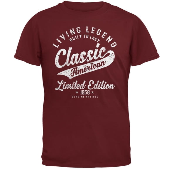 Classic American Legend 1958 Mens T Shirt Garnet Red 2XL