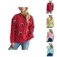 thumbnail image 1 of Chandails pour Femmes 2025 Hiver Chandail à Col Rond Chandail 3D Cerise Graphique Décontracté Confortable Hauts, 1 of 6