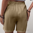 thumbnail image 5 of cocolona Womens Summer Casual Linen Bermuda Shorts Elastic Waist Wide Leg Beach Shorts with Pocket, 5 of 5
