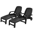 thumbnail image 2 of Gymax Set of 2 Patio Adjustable Chaise Lounge Chair Folding Sun Lounger Recliner Black, 2 of 10
