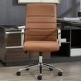 thumbnail image 6 of Office Desk Chair Leather, Conference Room Chairs with Wheels, Modern Executive Office Chairs Adjustable Height, Ergonomic Swivel Rolling Ribbed Computer Chair(Brown), 6 of 14