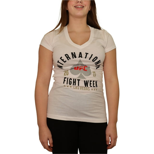 Camiseta con gráfico de la Semana Internacional de la Pelea 2017 de la UFC para mujer, blanca, pequeña