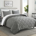 thumbnail image 2 of JML 3 Piece Queen Comforter Set, Diamond Design Down Alternative Comforter, Grey, 2 of 7