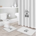thumbnail image 3 of FMSHPON Romance Text 4 Piece Bathroom Set Shower Curtain Bath Rug Contour Mat and Toilet Lid Cover, 3 of 8