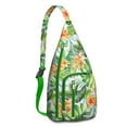 thumbnail image 1 of Hawaiian Print Sling Backpack - Colorful Monstera & Palm Leaf Design Crossbody Bag, Fashionable Multi-Functional Pack, 1 of 4