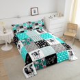 thumbnail image 4 of Milk Cow Comforter Set Farm Animals King Bedding Set,Western Cowboy Bull Cattle Down Comforter Rustic Flowers Quilt Set,Teal Patchwork Buffalo Plaid Farmhouse Decor, 4 of 7