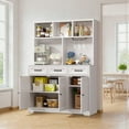 thumbnail image 4 of Aiho Kitchen Pantry Cabinet with Countertop Kitchen Hutch Storage Cabinet 60" Tall Pantry Coffee Bar with Storage, Modern Kitchen Hutch with Microwave Stand for Dining Room, Kitchen - White, 4 of 9