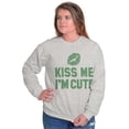 thumbnail image 5 of Kiss Me I'm Cute Saint Patricks Day Women Crewneck Sweatshirt Brisco Brands L, 5 of 6