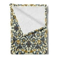 thumbnail image 2 of Turkish Pattern Soft Flannel Fleece Throw Blanket, Flowers in and Traditional Style, Cozy Plush for Indoor and Outdoor Use, 50" x 60", Earth Yellow Slate Blue, by Ambesonne, 2 of 5