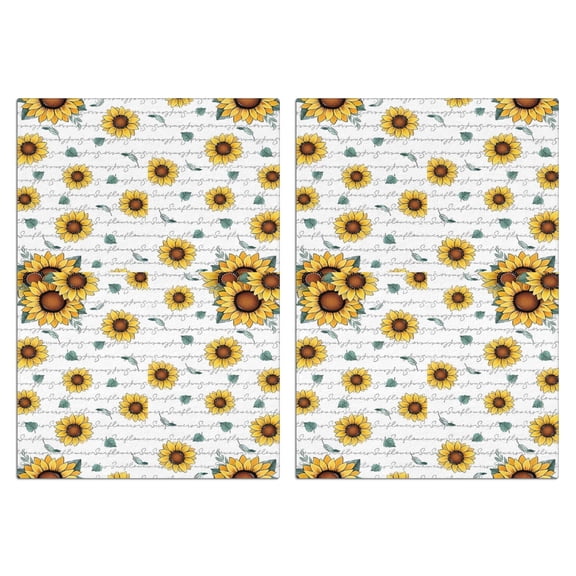 2 Pcs Funny Kitchen Towels,White Sunflower Letter Pattern Microfiber Dish Towels,Kitchen Tea Towels,Kitchen Towel Set (18" X 26")