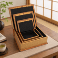 Classic Faux Wood World Map Pattern Decorative Book Storage Box Set of ...