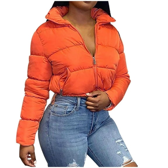 asdoklhq Womens Clearance Coats Plus Size Women Solid Stand-up Collar Cardigan Down Jacket Outerwear Padded Coat