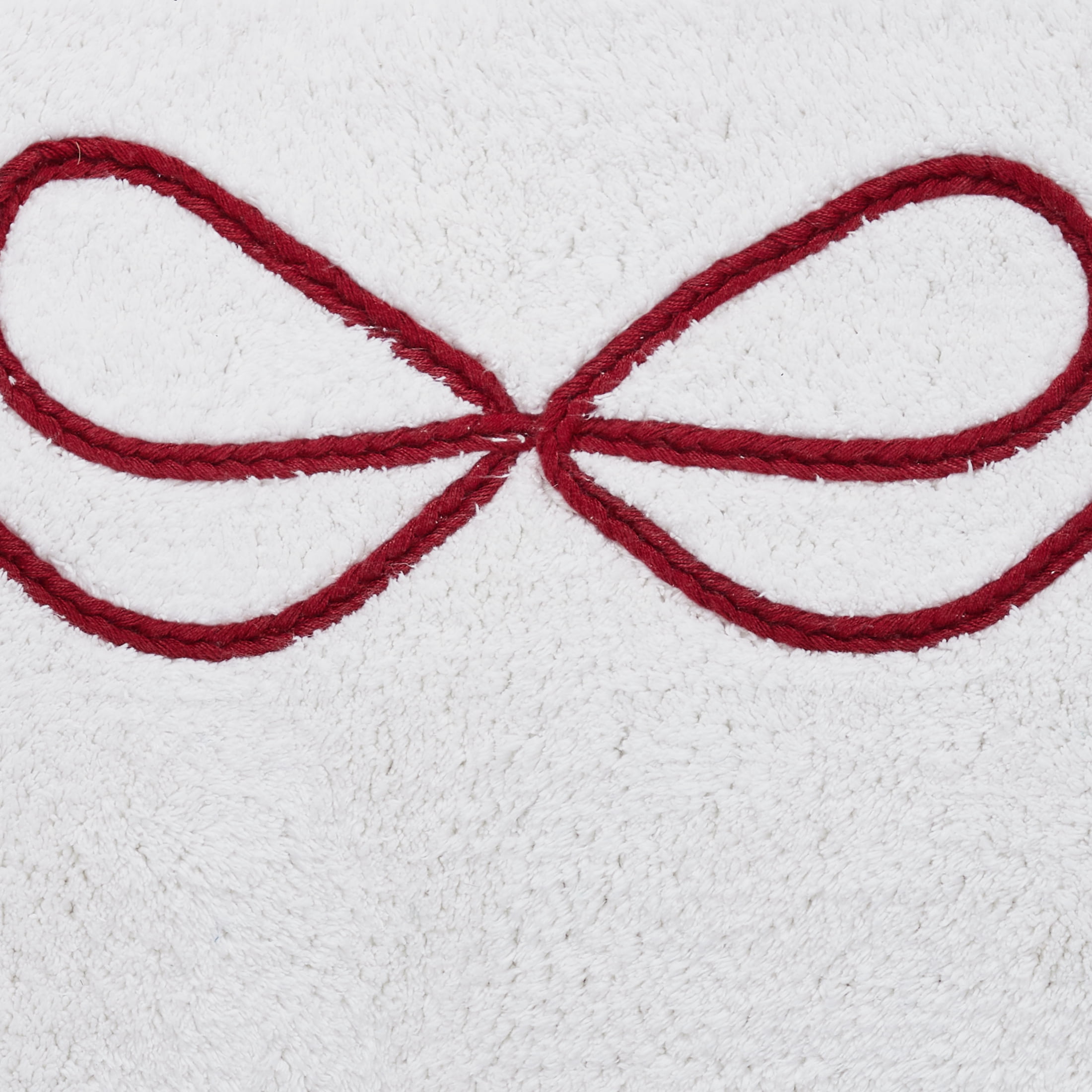 My Texas House White/Red Ribbon Cotton Bath Rug, 20" x 32"