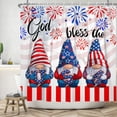 thumbnail image 4 of SUNOLIFE 4th of July Gnome Shower Curtain,Patriotic Independence Day Waterproof Fabric Bathroom Curtain with Hooks,72x72 in, 4 of 5