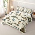 thumbnail image 3 of Feelyou Retro Camping Fishing Twin Quilt Set for Men Women, Lake Fish Nature Marine Wildlife Twin Coverlet Set, Brown Green, 2-Piece, 3 of 7