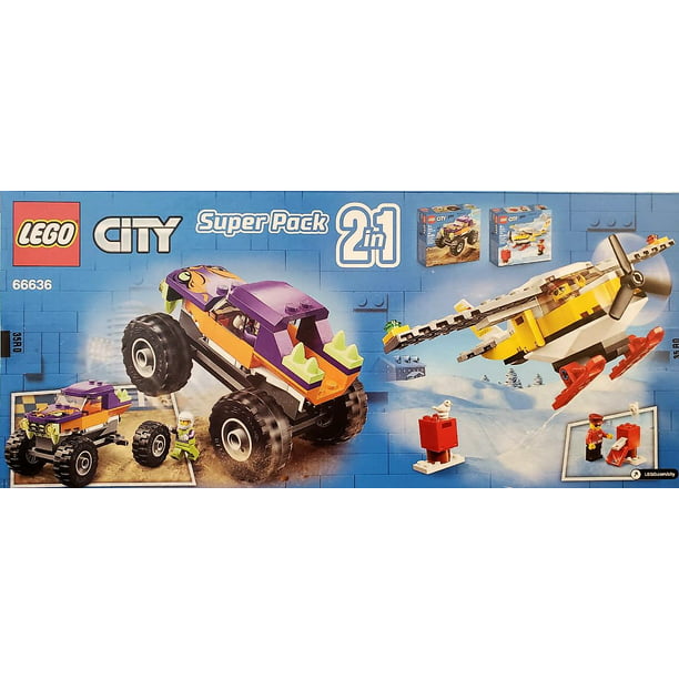 leje effektivitet Europa LEGO City Super Pack 2 In 1 Mail Plane & Monster Truck 66636 - Walmart.com