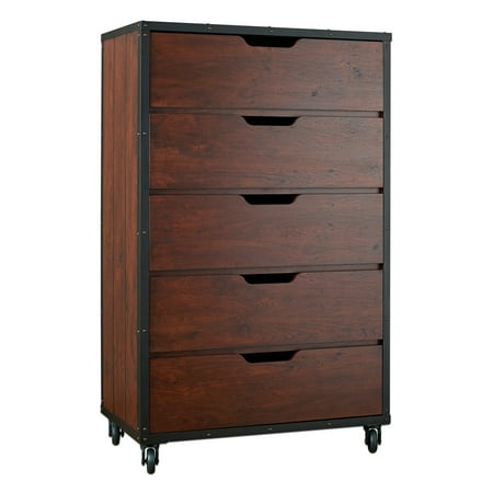 Furniture of America Christian Wood Chest with Casters Vintage Walnut