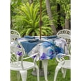 thumbnail image 3 of Outdoor Tablecloth with Umbrella Hole for Patio/Picnic/Party/Camping, Spring Flowers Waterproof Table Cloth Round Cover Washable, Watercolor Garden Florals Wooden Grain (Dia 60"), 3 of 8