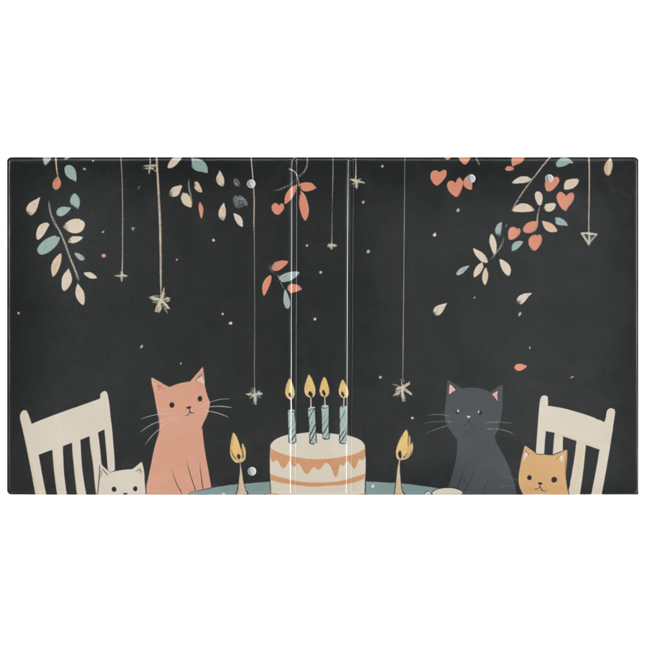 Cats Birthday Cake 3 Ring Binders 1.5 inch Hardcover File Folders with Interior Pockets A4 Size Organizer for School Office Hospital