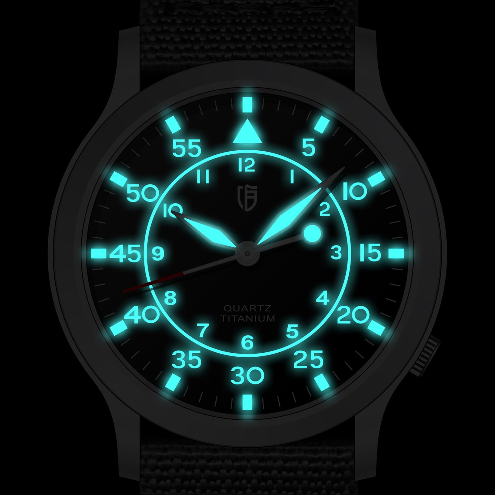 BERNY Titanium Watches for Men, Sport Military Men Watch with Canvas Strap, Japanese Quartz Movement, Super Luminous, Fashion Men's Field Watch, Casual 5ATM Waterproof Army Wristwatch, Green