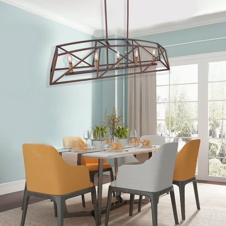 

NACAMS 5-Light Architectural Bronze and Soft Matte Brass Kitchen Island Linear Pendant