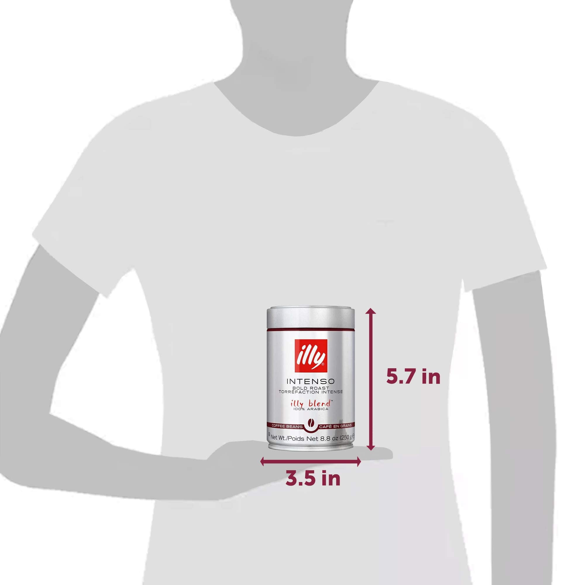illy Intenso Whole Bean Coffee, Dark Roast, Intense, Robust and Full Flavored With Notes of Deep Cocoa, 100% Arabica Coffee, No Preservatives, 8.8 Ounce (Pack of 1)