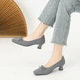 thumbnail image 4 of Miluxas Heeled Loafers for Women Square Toe Chunky Block Mid Heel Pumps Slip-on Work office Dress Shoes Gray 5.5(36), 4 of 6