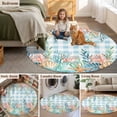 thumbnail image 5 of Nautical Coastal Round Area Rug 5Ft Washable Circle Rugs for Living Room Bedroom, Summer Beach Shell Coral Seaweed Blue Plaid Non-Slip Carpet Floor Mats Indoor Outdoor Carpet Runner Home Decor, 5 of 8