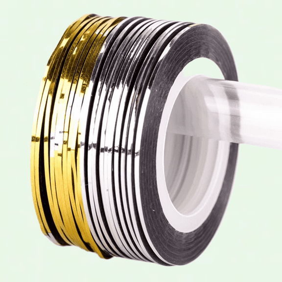 20pcs Silver and Gold Nail Art Striping Tape, DIY Self-Adhesive Decorative 3D Rolls, Nail Design Tool