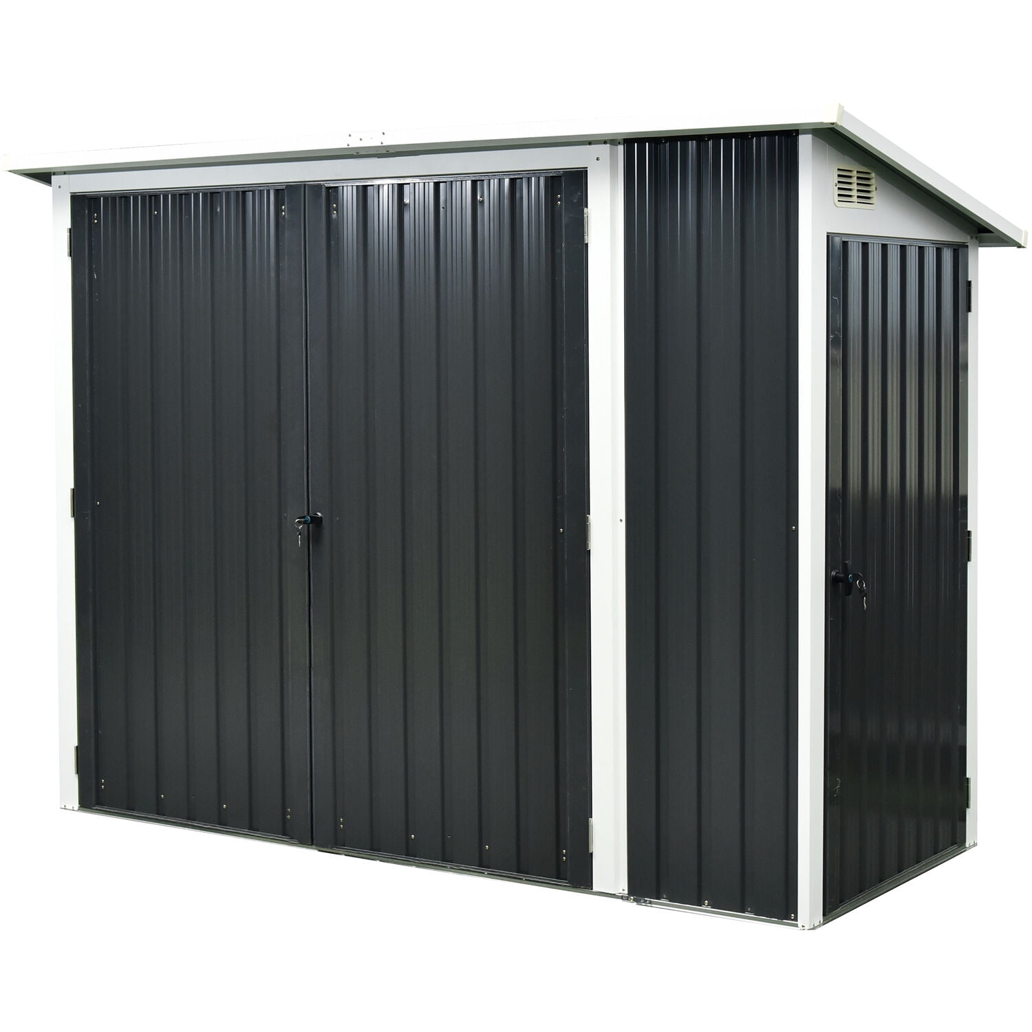 Hanover 2-In-1 Galvanized Steel Multi-Use Shed in Dark Grey with Front ...
